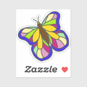 Kleurrijke Handgetekende Vlinder Blauw Sticker
