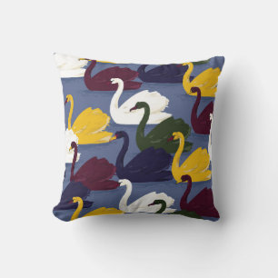 Kleurrijke handgetrokken zwengelvogel in het blauw kussen
