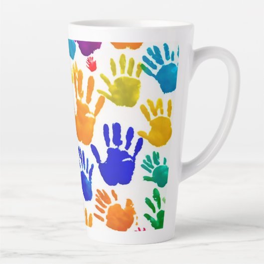 Kleurrijke HandPrint Latte Mok (Rechts)