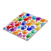 Kleurrijke HandPrint Tegeltje (Zijkant)