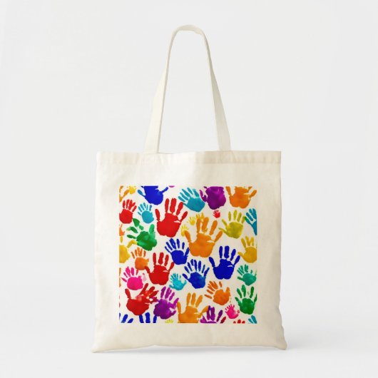 Kleurrijke HandPrint Tote Bag (Voorkant)