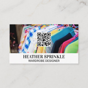 Kleurrijke hangende kleding QR-code Visitekaartje