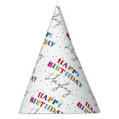 Kleurrijke Happy Birthday Custom Name Confetti Feesthoedjes (Rechts)