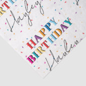 Kleurrijke Happy Birthday Custom Name Confetti Tissuepapier (Detail)