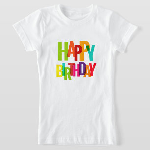 Kleurrijke "Happy Birthday" kinder T-shirt