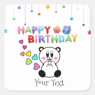 Kleurrijke Happy Birthday Party Custom Vierkante Sticker