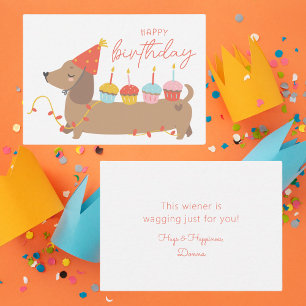 Kleurrijke Happy Birthday Schattigee hondenverjaar Notitiekaartje
