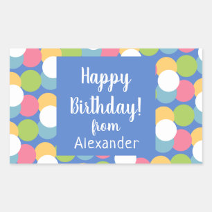 Kleurrijke Happy Birthday van Name Blue Classic Ro Rechthoekige Sticker