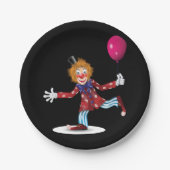 Kleurrijke Happy Clown met Ballon Fun Circus Papieren Bordje (Voorkant)