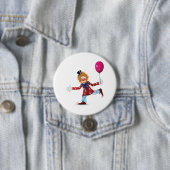 Kleurrijke Happy Clown met Ballon Fun Circus Ronde Button 7,6 Cm (In situ)