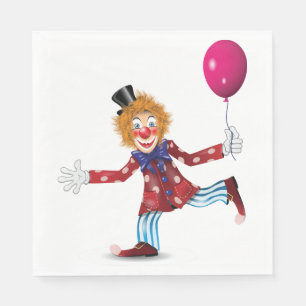 Kleurrijke Happy Clown met Ballon Fun Circus Servet