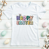 Kleurrijke Happy Easter, Bloemenkonijn T-shirt