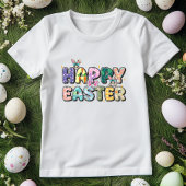 Kleurrijke Happy Easter, Bloemenkonijn T-shirt