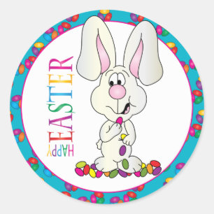 Kleurrijke Happy Easter Jelly Beans Ronde Sticker