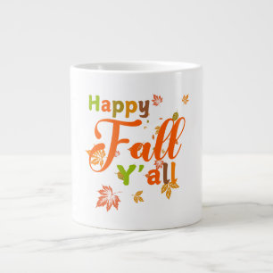 Kleurrijke Happy Herfst Y'all met herfstbladeren Extra Grote Beker