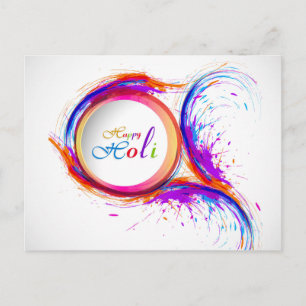 Kleurrijke Happy Holi Paint Swirl Briefkaart