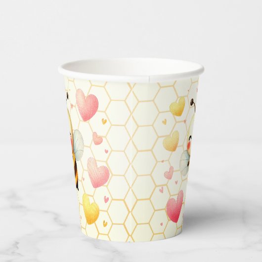 Kleurrijke Happy Little Honey Bee Baby shower Scha Papieren Bekers (Rechts)