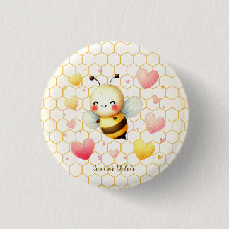 Kleurrijke Happy Little Honey Bee Baby shower Scha Ronde Button 3,2 Cm