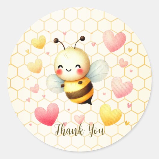 Kleurrijke Happy Little Honey Bee Baby shower Scha Ronde Sticker (Voorkant)