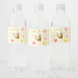 Kleurrijke Happy Little Honey Bee Baby shower Scha Waterfles Etiket