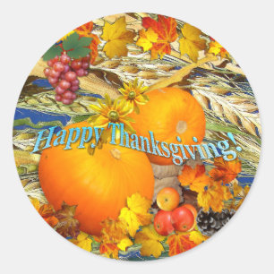 Kleurrijke Happy Thanksgiving Ronde Sticker