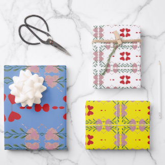Kleurrijke Hart Jubileum Wrapping Paper-Set van 3 Inpakpapier Vel