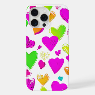 Kleurrijke Hart Patroon Telefoonhoes   Schattigee  iPhone 15 Pro Max Hoesje