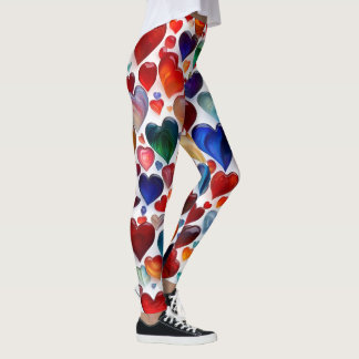 Kleurrijke hart print leggings - comfortabel en tr