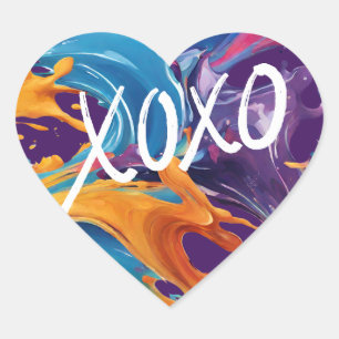 Kleurrijke hart XOXO- Sticker