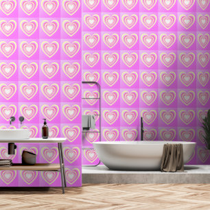 Kleurrijke harten Art roze geel elegant patroon Behang