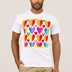 Kleurrijke harten Bliss: Stijlvol patroon T-shirt