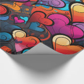 kleurrijke harten cadeaupapier (Hoek)