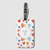 Kleurrijke Harten Custom Inital Tas Bagagelabel (Voorkant (verticaal))