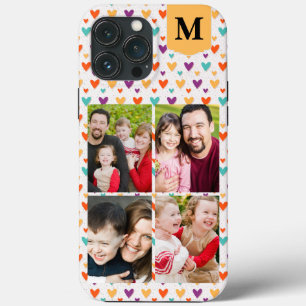 Kleurrijke Harten Custom Monogram 4-Foto's iPhone 13 Pro Max Hoesje