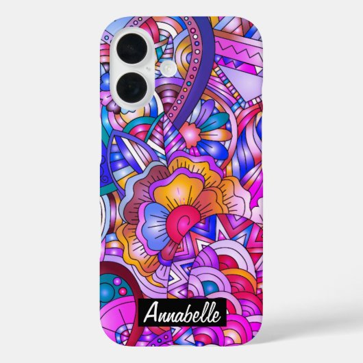 Kleurrijke harten en bloemen Abstract, persoonlijk Case-Mate iPhone Case (Achterkant)