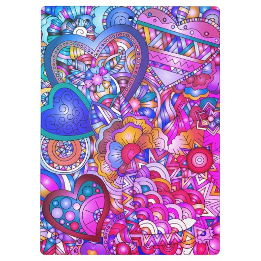 Kleurrijke harten en bloemen Abstract, persoonlijk Klembord (Achterkant)