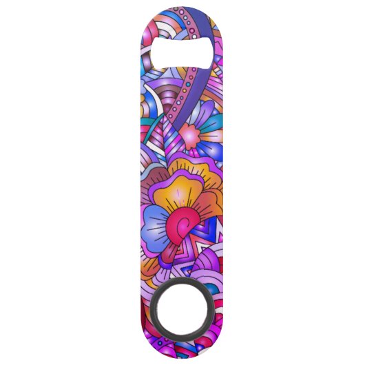 Kleurrijke harten en bloemen Abstract, persoonlijk Speed Flessenopener (Achterkant)
