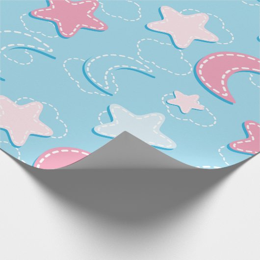 Kleurrijke harten en sterren patch 3D inpakpapier (Hoek)