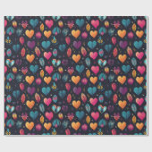 Kleurrijke harten illustratie cadeaupapier (Vlak)