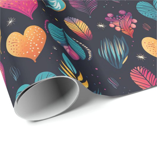 Kleurrijke harten illustratie cadeaupapier (Rol Hoek)