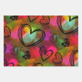 kleurrijke harten inpakpapier vel (Voorkant 3)
