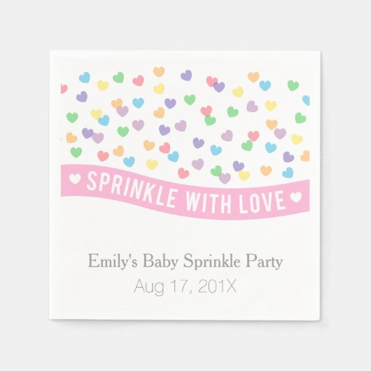 Kleurrijke harten Modern Baby Sprinkle Party Servetten (Voorkant)