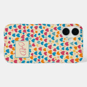 Kleurrijke harten, Monogram, Gelukkige Dag, Case-Mate iPhone Case (Achterkant (horizontaal))