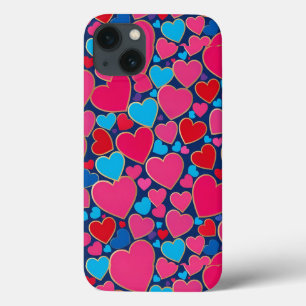 Kleurrijke Harten Navy Dagelijkse Bescherming Gree iPhone 13 Hoesje