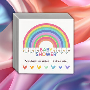 Kleurrijke Harten Ontmoet Retro Rainbow Baby showe Servet