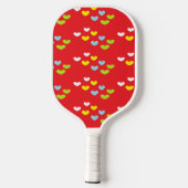 Kleurrijke harten op rood pickleball paddle (Achterkant)