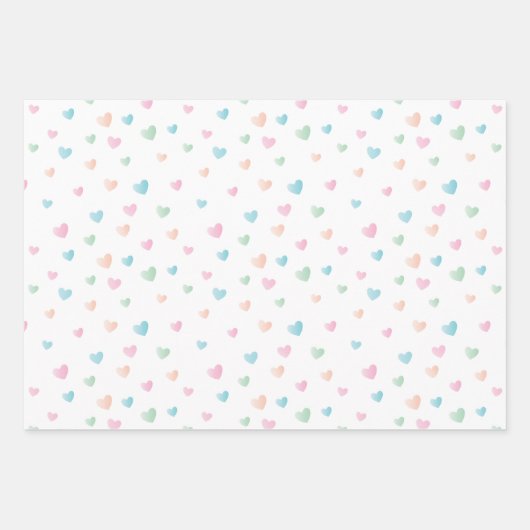 Kleurrijke harten | Pastel Pink and Blue Gingham Inpakpapier Vel (Voorkant 2)
