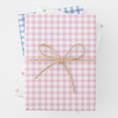 Kleurrijke harten | Pastel Pink and Blue Gingham Inpakpapier Vel (In situ)