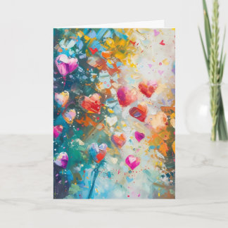 Kleurrijke Harten Schilder Kunst Romantische Liefd Kaart