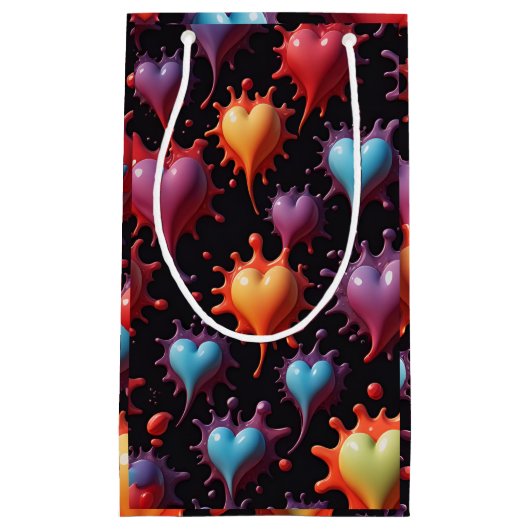 Kleurrijke harten spatten kunst klein cadeauzakje (Voorkant)